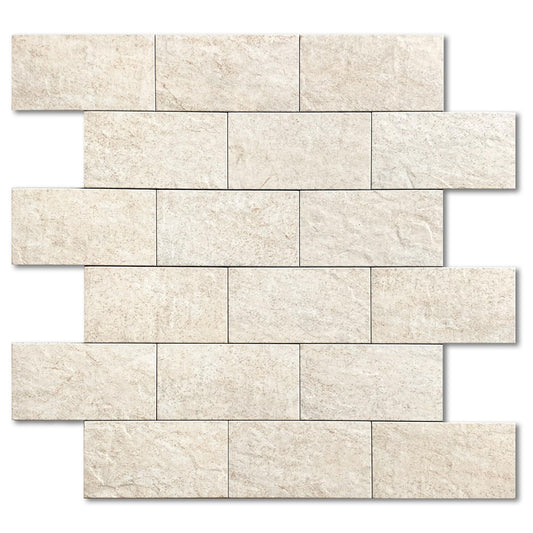 M MOFIT Stone Backsplash Peel and Stick Tiles Matte,Adhesive Mosaic Subway Tiles Waterproof Wall Tile Stickers for Bathroom Shower(Beige,10PCS)