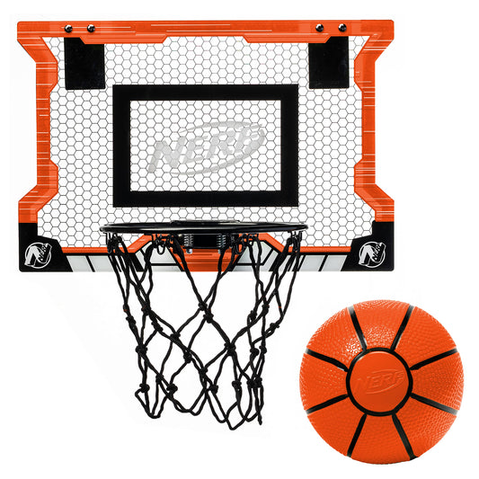 NERF Pro Hoop Kids Basketball Hoop Set - Mini Set with Mini NERF Basketball - Steel Rim Great for Dunking - Over The Door