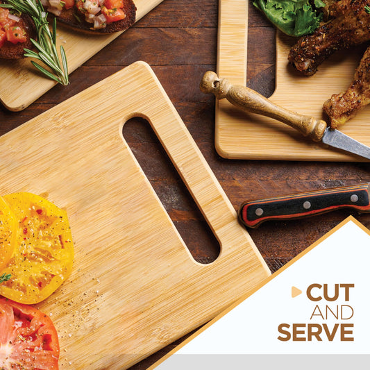 Bamboo Cutting Board, Wooden Kitchen Chopping Board for Food Prep, Chopping, Carving Meat, Fruits Vegetables, 12.5" x 9"