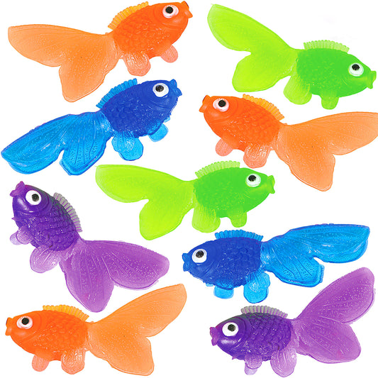 Bedwina Plastic Vinyl Goldfish - 144 Pcs, 2 Inches Long Gold Fish Toys in Assorted Colors for Party Favors for Kids, Decorations, Crafts, Games and Birthday Party Supplies