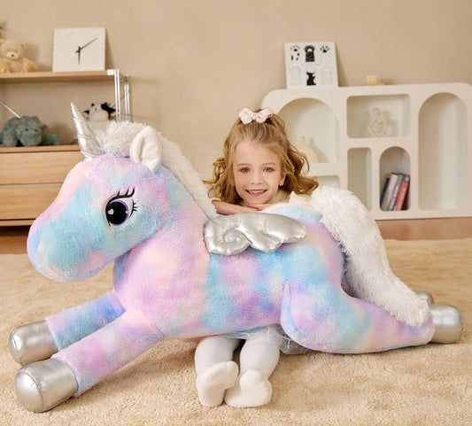 EARTHSOUND Giant Unicorn Stuffed Animal Plush Toy,Large Jumbo 43" Big Size Soft Toys,Cute Huge Plushy Fluffy Fat Plushie,Gifts for Kid