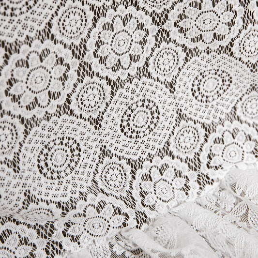GLORY SEASON Lace Tablecloth with Flower and Leaf Pattern Fabric Ivory White Rectangle/Oblong Table Cloth Cover for Wedding Buffet Banquet Parties Holiday Farmhouse Kitchen Dining Decor 52x70 Inch