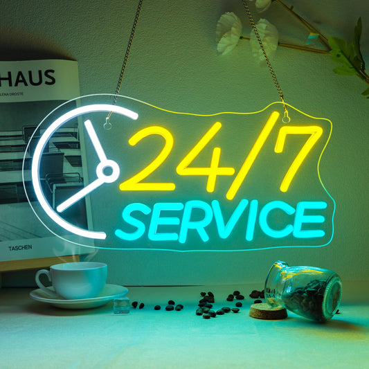 Open Neon Sign 24H Service Neon Signs for Wall Decor USB Powered Adjustable LED Letters Sign Lights for Shop Bar Party 24Hours Open Place Club Gifts Convenience Stores Wall Decor