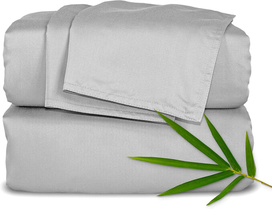Pure Bamboo King Sheets - Luxuriously Soft 100% Organic Viscose Bed Sheet Set | Cooling & Durable (King, Silver Pearl)