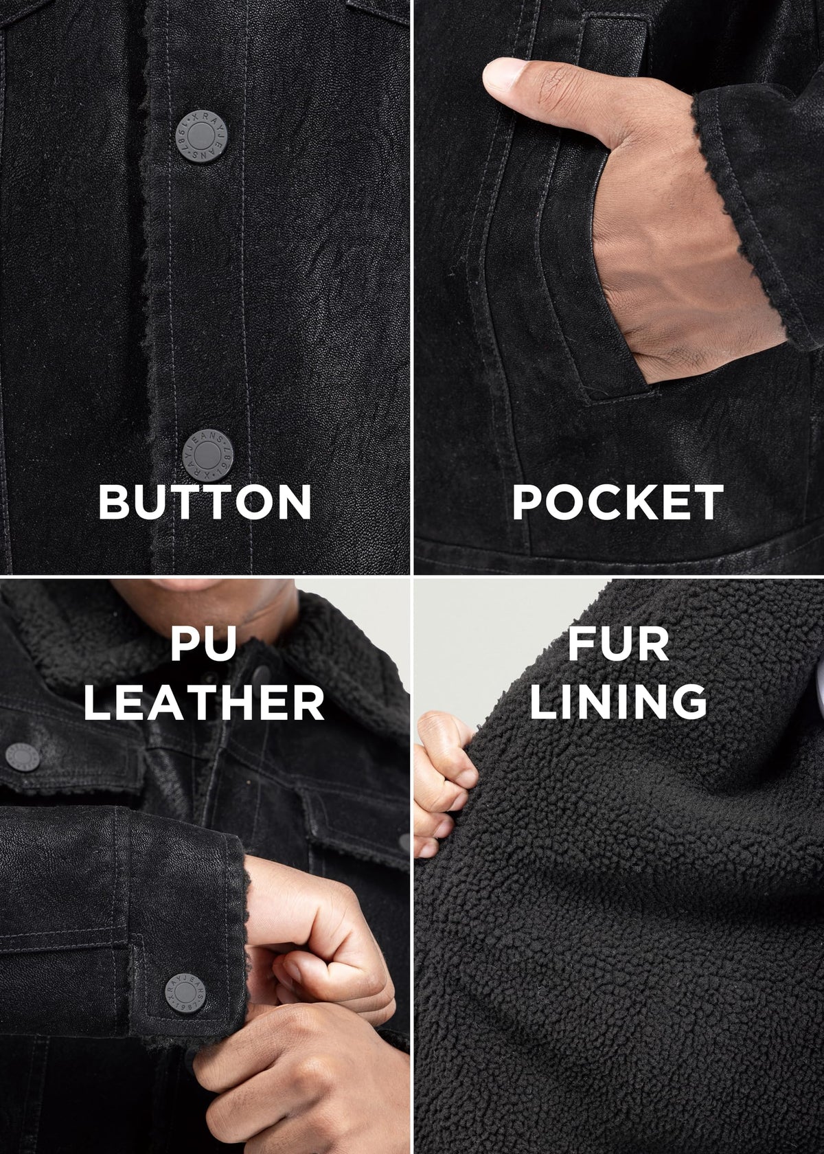 X RAY Mens Faux Leather Jacket, Fall Coat Suede Ranger Jacket With Faux Shearing Lining, Black, Medium