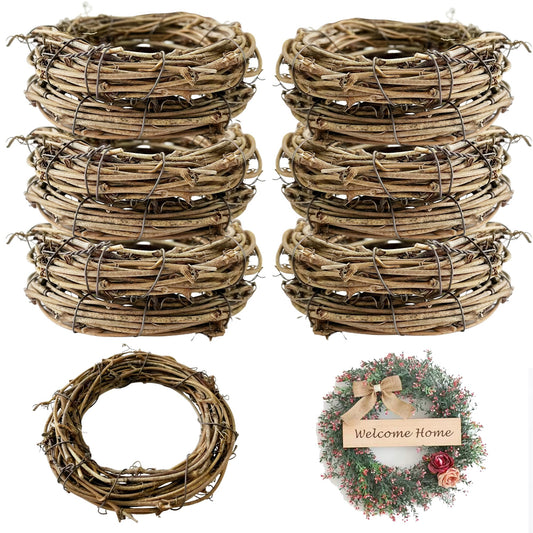 ZCLGOOD 12Pcs 4Inch Natural Grapevine Wreaths, Vine Branch Wreath Rattan Circle for DIY Christmas Holiday Craft Wedding Home Decoration Wall Hanging Supplies