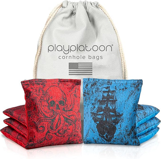 Professional Cornhole Bags - Set of 8 Regulation All Weather Double Sided - Sticky Side/Slick Side Bean Bags for Pro Corn Hole Game