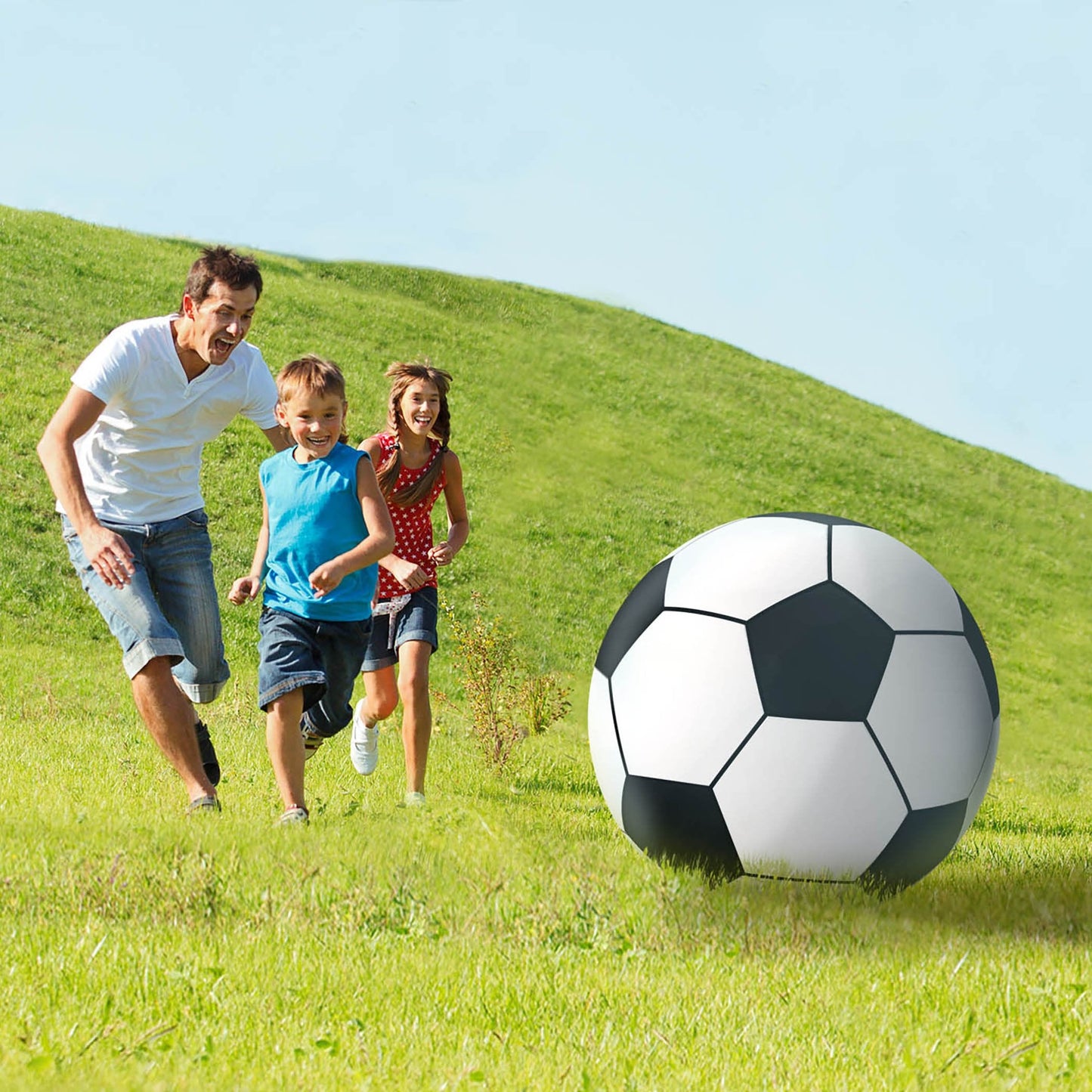 GoFloats Giant Inflatable Soccer Ball - Made From Premium Raft Grade Vinyl, Black & White 2.5 ft