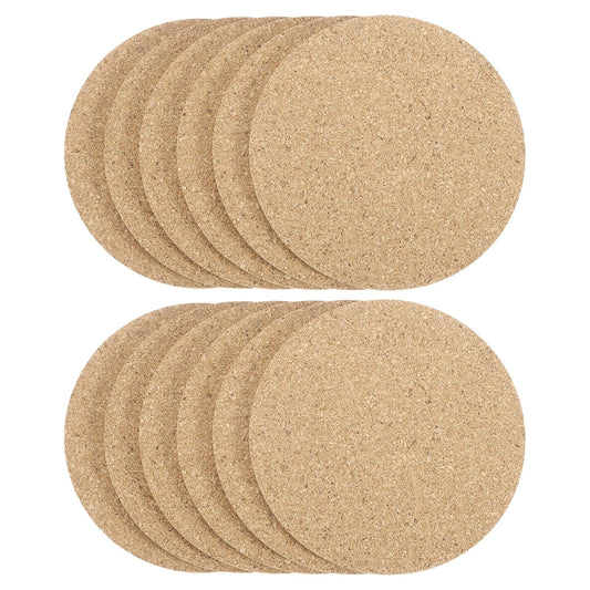 HARFINGTON 12pcs Cork Coasters 3.5 Inch 0.2 Inch Thick Non-Slip Heat-Resistant Round Absorbent Blank Coasters Reusable Wooden Coffee Coaster for Drink Home Office Bar DIY Crafts