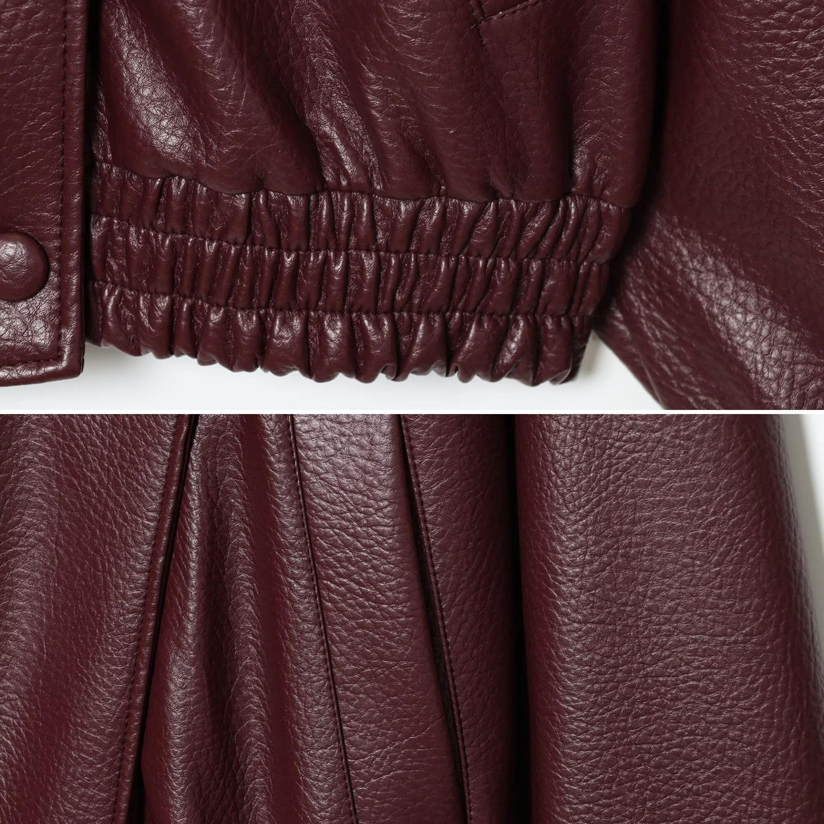 FindThy Women’s Oversized Faux Leather Jacket Casual High Collar Long Sleeve Zip Up Fall Fashion Motorcycle Coats(4201-Burgundy-S-LB)