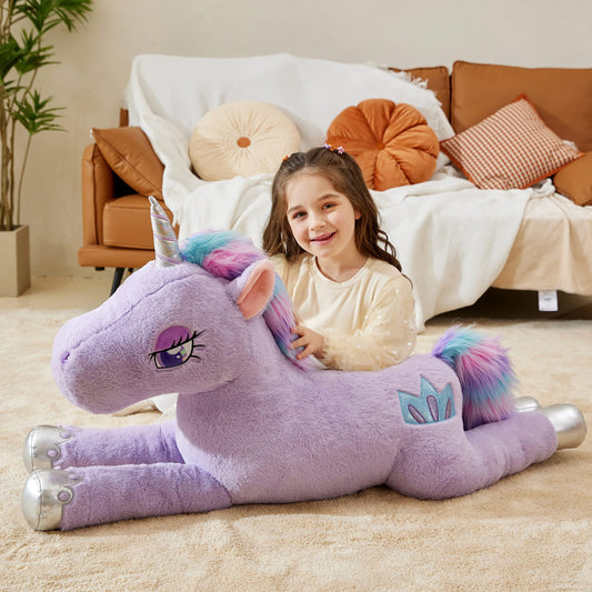 IKASA Giant Unicorn Stuffed Animal Plush Toy,Large Big Jumbo Soft Toys,43" Huge Size Cute Fluffy Plushy Fat Oversized Plushie,Gifts for Kids Girls Boys (43 inches, Purple)