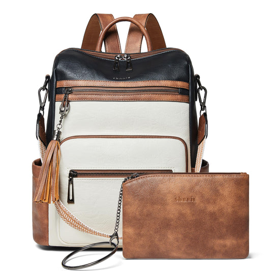 Shrrie Backpack Purse for Women Leather Fashion Designer Travel Backpack Convertible Shoulder Satchel Bag for College Work