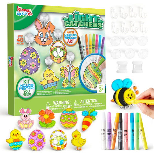 Klever Kits 18 Pcs Easter Suncatchers Crafts Set, Suncatcher Window Art Craft Kit for Kids Art & Home School Activities Party Favor Easter Party Supplies