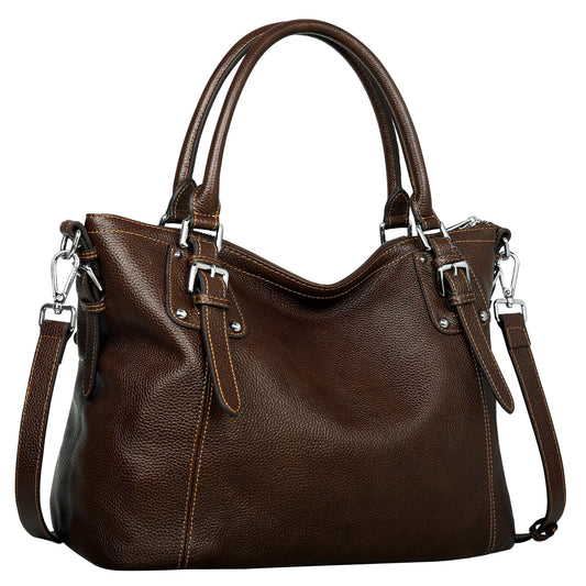 HESHE Genuine Leather Purses and Handbags for Women Tote Shoulder Bag Satchel Designer Purse Top Handle Bags Hobo Crossbody Purse (Large,Coffee)