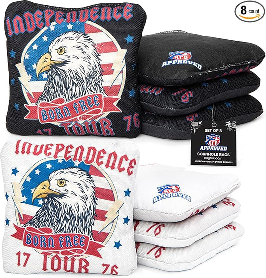 Play Platoon Cornhole Bags Set of 8 Regulation Professional Corn Hole Bean Bags ACO Approved, Competition Weight, Slick and Stick