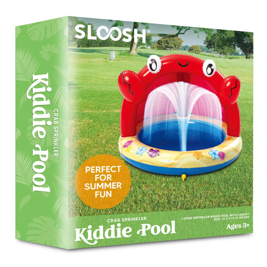 Sloosh Baby Pool Toddler Sprinkler, Crab Splash Pool with Canopy, Baby Wading Pool Inflatable Sprinkler for Learning, Children’s Water Pool Toys, Inflatable Kiddie Pool for Outdoor Summer Water