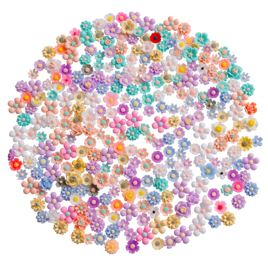 X Hot Popcorn 300Pcs Mini Resin Flower Charms Cabochons Flatback Mixed Colors Daisy Flower Resin Slime Charms for DIY Craft Scrapbooking Decor (300PCS)