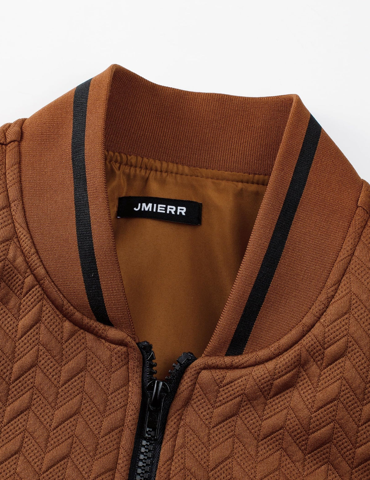 JMIERR Men's Textured Full Zip Bomber Jacket Multi Pockets,Brown,2XL