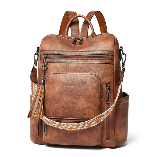 Shrrie Vegan Leather Laptop Backpack for Women 15.6 inch Work Backpack Fashion Travel Backpack Purse for Travel College Work