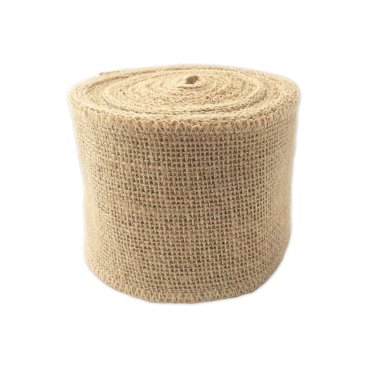 LWR CRAFTS Natural Burlap Ribbon 3-1/8 Inch x 32 Feet - Jute Fabric Webbing for Floral Arrangements, Gift Wrapping, Wreaths, DIY Crafts & Wedding Décor