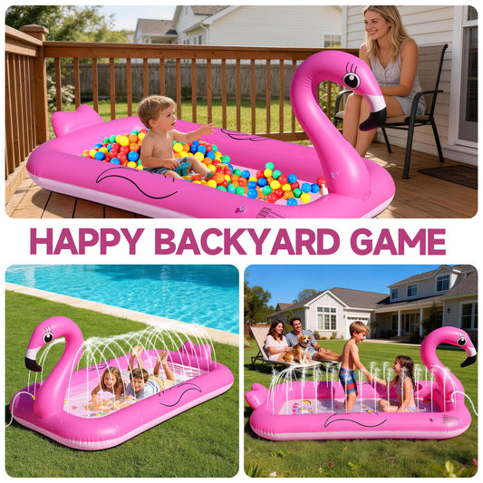 KingSom Splash Pad Sprinkler for Kids,Flamingo Splash Pad for Toddlers,Thicken Toddler Sprinkler Pool,Splash Play Mat Summer Outdoor Water Toys, Inflatable Splash Pad for Kids,Backyard Baby Kid Pool