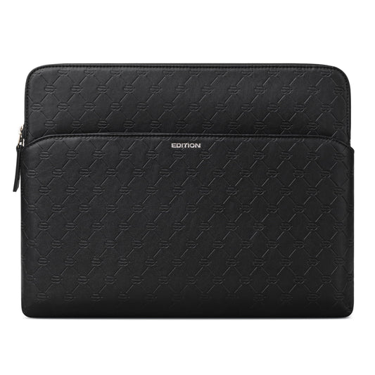 Comfyable x Edition Faux Leather Laptop Sleeve 13 14 Inch, Compatible with 13" MacBook Air M5 & 14" MacBook Pro M5 Pro/Max 2026, Mac Travel Case with a Front Zip Pocket for Men Women, Black