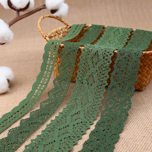 ZNZAKKA Green Lace Ribbon 8 Yards Cotton Lace Trim Crochet Sewing Lace for Crafts Gift Wrapping Wedding Decoration