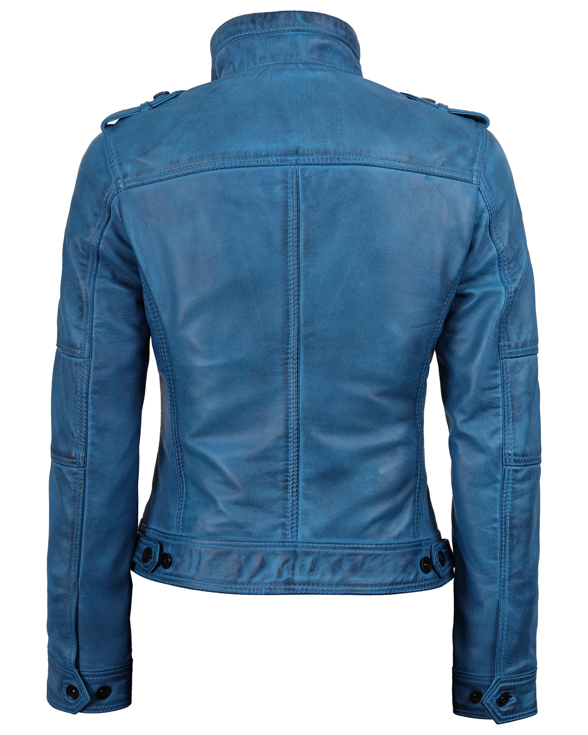 Decrum Blue Leather Jacket Women - Racer Jacket Women | [1329462] Tavares Blue, S