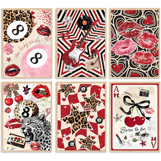 LEZHIJIA 6 Pack Leopard Print Disco Diamond Art Kits for Adults, Coquette Diamond Painting Kits for Beginner, Diamond Dots Full Drill Crafts for Gem Art Home Wall Decor for Teens Girls 5D DIY 12x16in