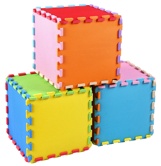 BalanceFrom 36-Pack 12x12 Inches EVA Interlocking Foam Play Tile Mat, Multicolored – 0.4-Inch Thick Non-Slip Puzzle Flooring for 36 Square Feet in Playroom, Nursery, or Playpen at Home