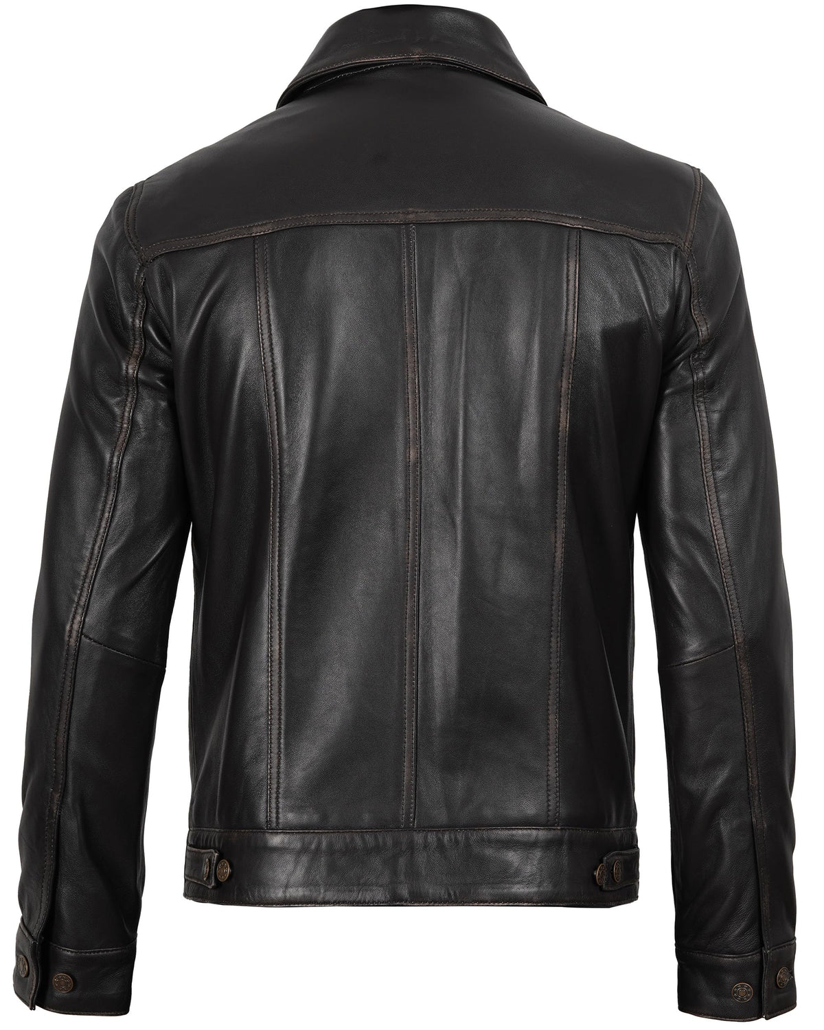 Blingsoul Trucker Leather Biker Jacket Men | [1107352] Fernando Ruboff, S