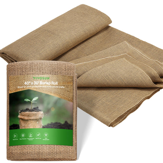 VIVOSUN 40 in x 30 ft Burlap Fabric, High Density Natural Jute Fiber, Multipurpose Burlap for Gardening, Outdoor Plant Care, Weed Barrier, DIY Crafts, and Decoration