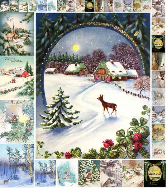 Decoupage Paper Pack (21 Sheets 6"x8") Christmas Winter Landscapes FLONZ Vintage Styled Christmas Pictures Cards for Decoupage, Craft and Scrapbooking