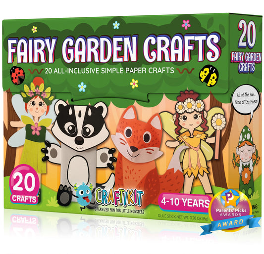 Craftikit® 20 Award-Winning Fairy Garden Crafts for Kids - 20 All-Inclusive Fun Paper Toddler Crafts, Fairy Garden Kit for Kids Ages 3-10