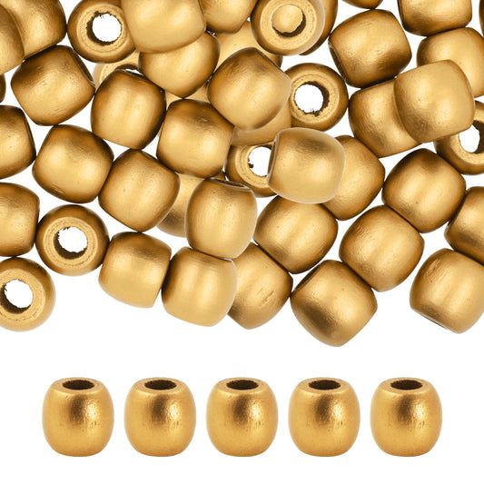 Mandala Crafts 200 Gold Large Hole Barrel Wooden Beads for Macrame & Hair Braiding – Jewelry Making Craft Beads