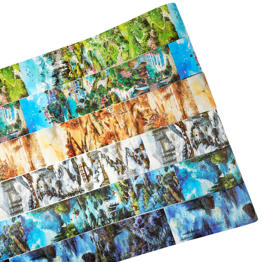 MiyouLuna 6 Rolls Seasons Landscape Washi Tape Set, 3.15in Large Nature Sticker Tape with Clip for Journaling, Scrapbooking, Planner Decoration, DIY Crafts and Art Projects