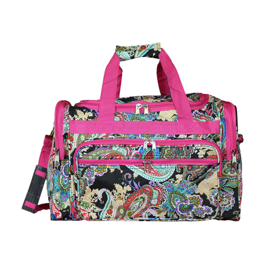 World Traveler 16-inch Shoulder Carry-on Duffel Bag - Pink Trim Multi Paisley