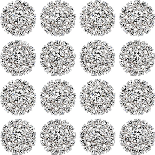 Hicarer 50 Packs Rhinestone Embellishments 19 mm Sew on Rhinestones Gems Button Accessory Silver Glass Crystals Buttons for DIY Jewelry Crafting Sewing Clothes Wedding Hair Decoration Accessories