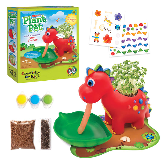 Creativity for Kids Dinosaur Self Watering Plant Pet, Kids DIY Kit, Dinosaur Crafts for Boys, Easter Basket Stuffers (Ages 6+)