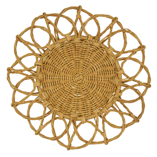 SARO LIFESTYLE Twisted Rattan Placemat (Set of 4), 15", Caramel