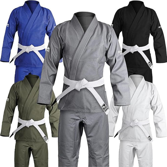Hawk Sports Brazilian Jiu Jitsu Gi for Men and Women with Jacket, Pants, and White Belt for Martial Arts Training