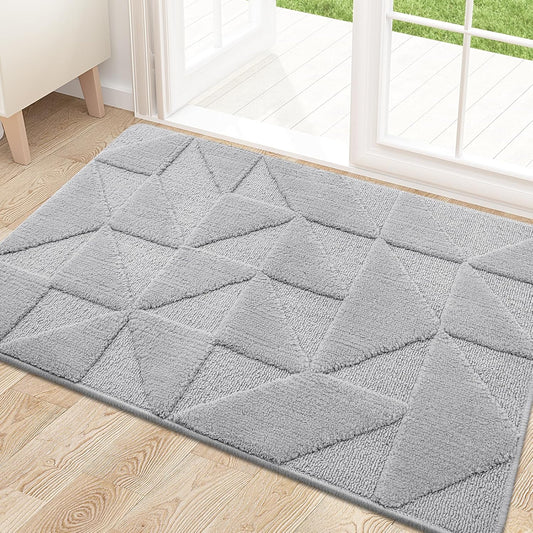 OLANLY Indoor Door Mat - Non-Slip, Absorbent & Washable | Low-Profile Entryway Doormat (32x20 inches, Grey)
