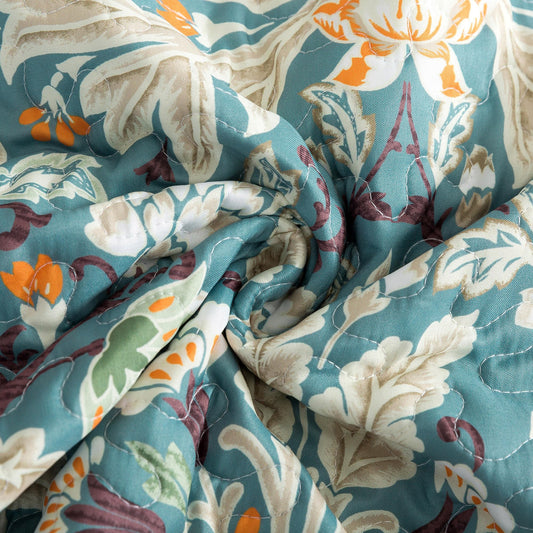 HoneiLife Queen Quilt Bedding Set - Microfiber Quilt Sets for Queen Bed, 3-Piece Lightweight Bedspreads,Reversible Coverlets Rustic Bed Cover, Floral Bedding Set All Season Quilts-Grayish Green
