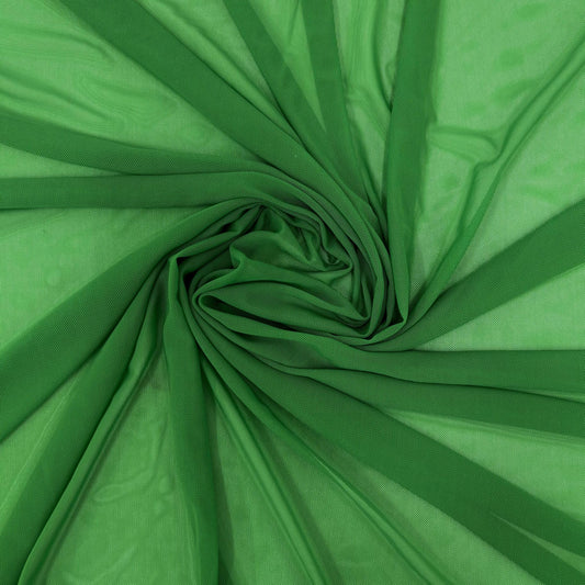 Ice Fabrics 4-Way Stretch Power Mesh Fabric by The Yard - 60" Wide Nylon Spandex Sheer Net - Breathable & Stretchy Mesh Fabric for Sewing Activewear, Dresses, Crafts - Kelly Green - 1 Yard