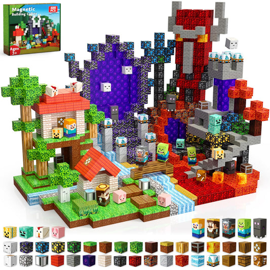 Annexfun Magnetic Blocks - 400PCS Magnetic Building Blocks Toys Forest Portal, Magnetic Tiles Kids Build Cubes 2026 Upgraded STEM Game Toys, Christmas Birthday Gifts for Boys & Girls Ages 3+