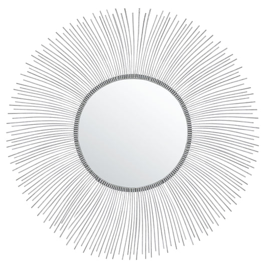 SAFAVIEH Home Collection Jaslene Silver Sunburst 35-inch Round Decorative Accent Wall Mirror for Bedroom Living Room Bathroom Entryway