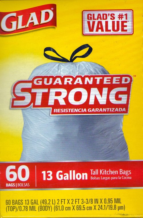 Glad Tall Kitchen Trash Bags - Durable Drawstring Design with Reinforcing Bands | 13 Gallon, 60 Count