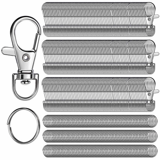 LEOBRO 480PCS Lobster Claw Clasps and Key Rings, Keychain Making Kit - 240PCS Keychain Clips and 240PCS Key Chain Ring, Split Rings, for Key Chains, Crafts, Lanyard, Key, Jewelry Making