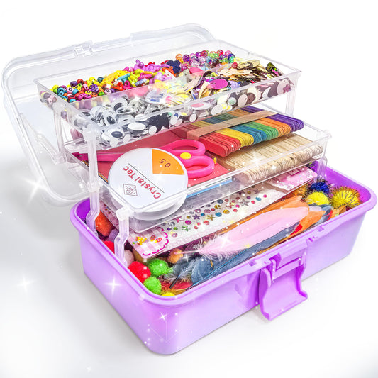LINAYE 3000PCS Arts and Crafts Supplies Kit for Kids, All in One DIY Craft Box Kits, Craft Supplies Set Include Pompoms, Pipe Cleaners for Kids Ages 4-6 6-8 Birthday Gifts for Boys Girls
