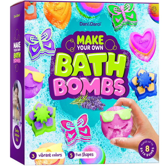 Dan&Darci Bath Bomb Making Kit for Kids - Kid Crafts Science Project - Gifts for Girls and Boys - Craft Activity Gift for Age 6, 7, 8, 9, 10, 11 & 12 Year Old Girl - Makes 10 Baths Bombs Fizzies